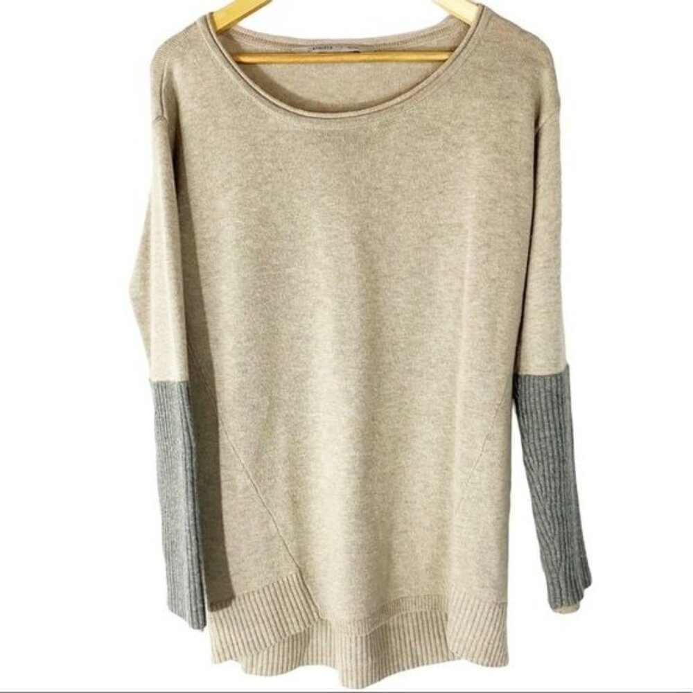 Athleta Womens Merino Wool Nopa Colorblock Sweater S Neutral Outdoor Gorpcore
